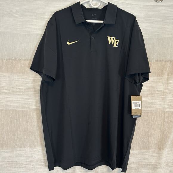 New Nike Dri Fit Wake Forest Men's Polo Shirt Size XL Black Short Sleeve NWT - Picture 1 of 7